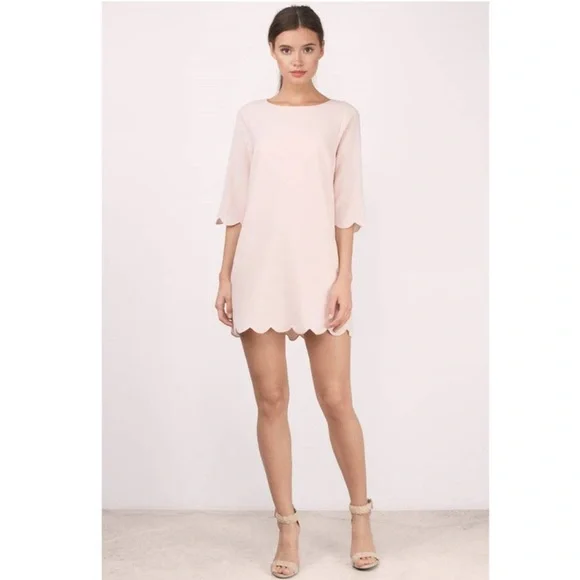 Tobi Blush Pink Scalloped Shift Dress - Picture 3 of 7